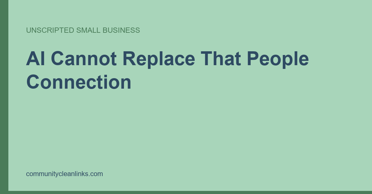 Kate Hendrickson quote card saying AI cannot replace that people connection.